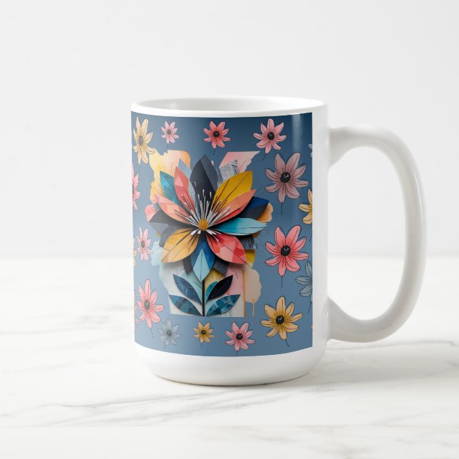 Retro flower coffee mug 15oz (Right)