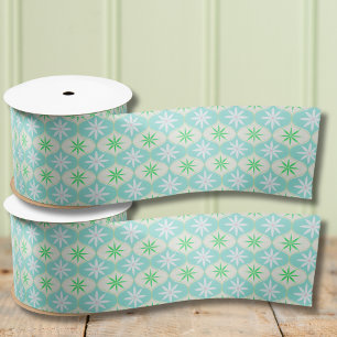 Retro Flower & Daisy Hourglass Pattern Satin Ribbon