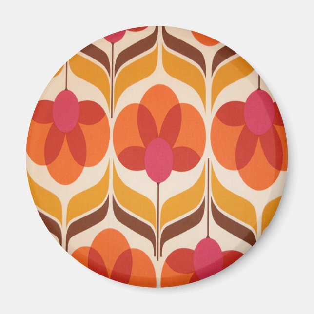 Retro Flower Design Magnet (Front)