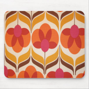 Retro Flower Design Mouse Pad