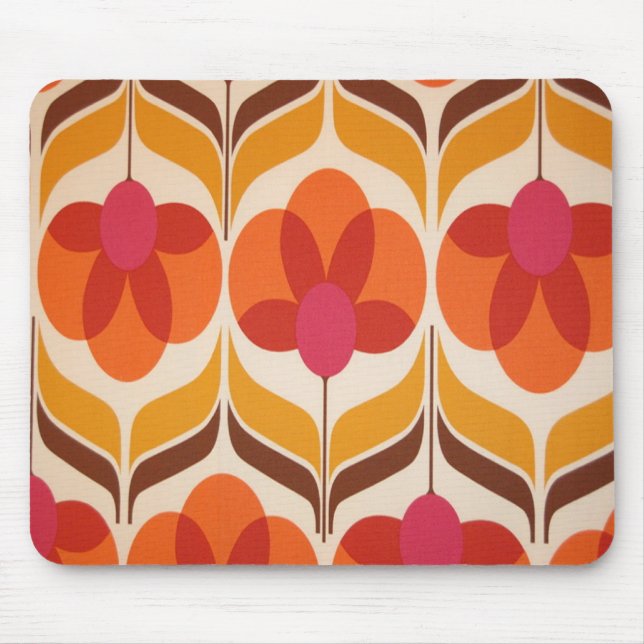 Retro Flower Design Mouse Pad (Front)
