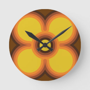 retro flower design round clock