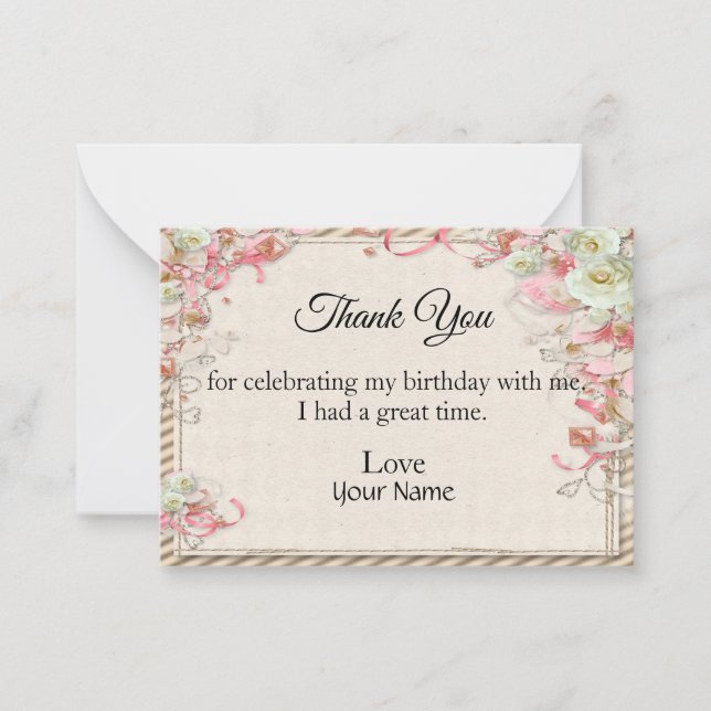 Retro Flower Frame For Thank You Card (Front)