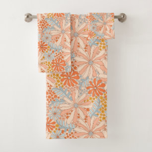 Retro Flower Garden Pattern Bath Towel Set