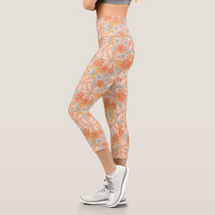 Retro Flower Garden Pattern Capri Leggings