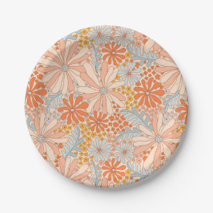 Retro Flower Garden Pattern Paper Plate