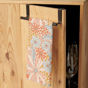 Retro Flower Garden Pattern Tea Towel
