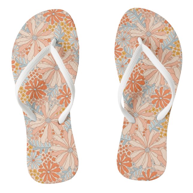 Retro Flower Garden Pattern Thongs (Footbed)