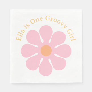 Retro Flower Groovy Hippie 60s Birthday Napkin