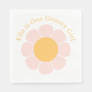 Retro Flower Groovy Hippie 60s Birthday Napkin