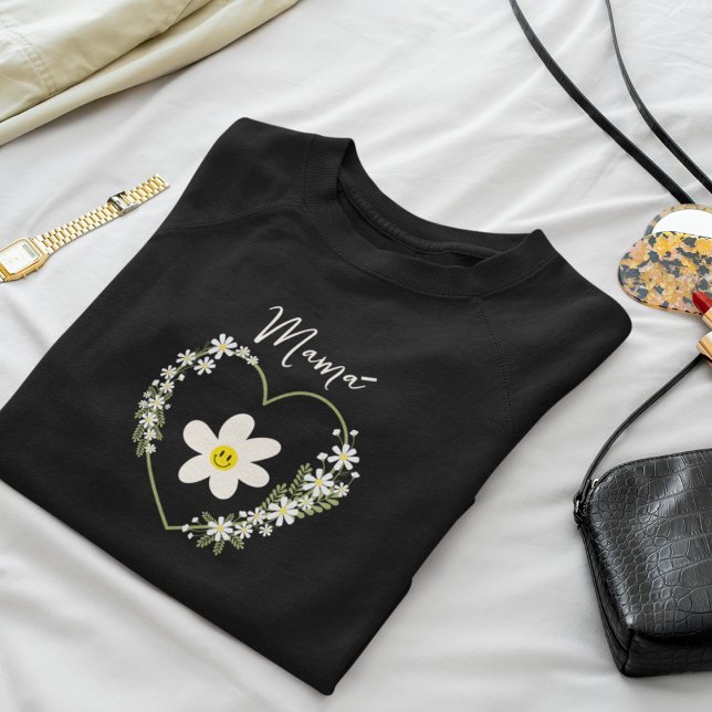 Retro Flower Heart Happy Face, Spanish Mama, Mum Sweatshirt (Creator Uploaded)