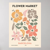 Retro Flower Market Barcelona Colourful Floral