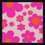 Retro Flower Market Florence Abstract Pink Floral Faux Canvas Print<br><div class="desc">Flower Market Stockholm: abstract floral art – retro flowers print – beige,  pink and orange.</div>