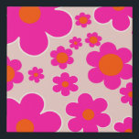 Retro Flower Market Florence Abstract Pink Floral Faux Canvas Print<br><div class="desc">Flower Market Stockholm: abstract floral art – retro flowers print – beige,  pink and orange.</div>