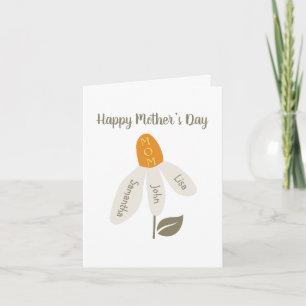 Retro Flower Mum,Kids Names,mother,Custom Petals Holiday Card