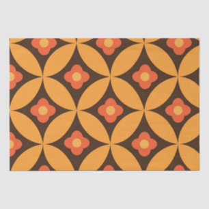 Retro flower on mid century orange circle leaf    tissue paper