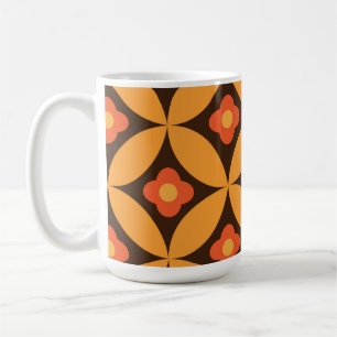 Retro Flower on Mid Century Orange Circles   Coffee Mug