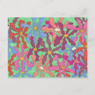 Retro Flower Pattern Boho Design Postcard