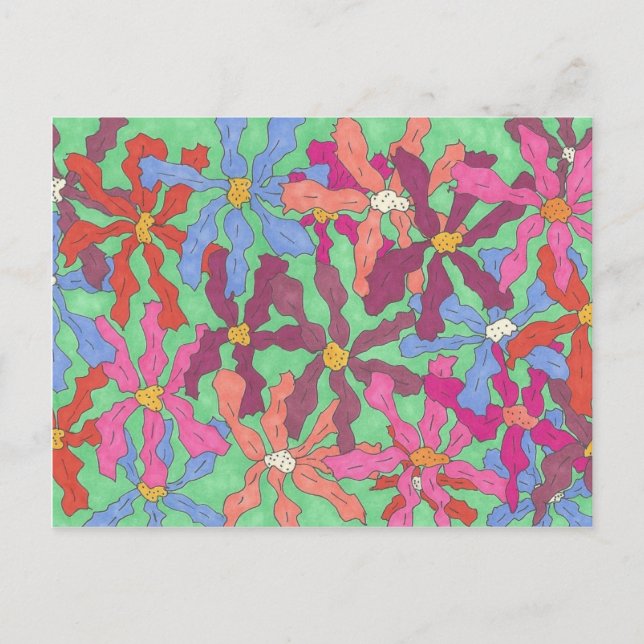 Retro Flower Pattern Boho Design Postcard (Front)