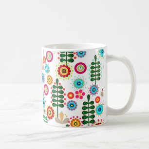 Retro, flower pattern coffee mug