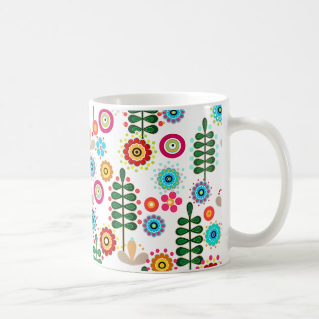 Retro, flower pattern coffee mug (Right)