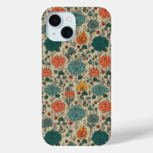 Retro Flower Pattern iPhone 15 Case
