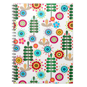 Retro, flower pattern notebook