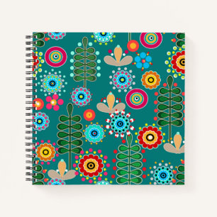 Retro, flower pattern notebook