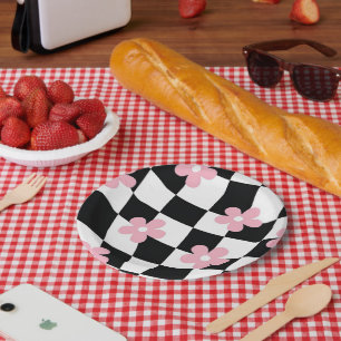Retro Flower Pattern Paper Plate