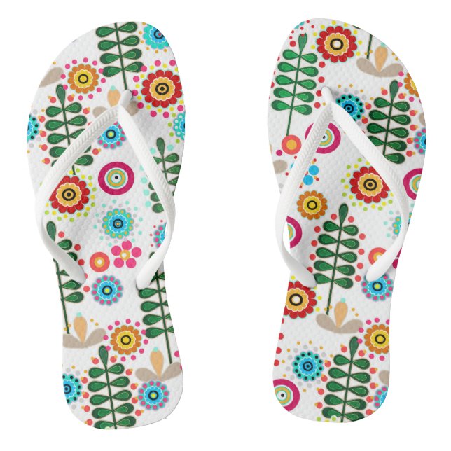 Retro, flower pattern thongs (Footbed)