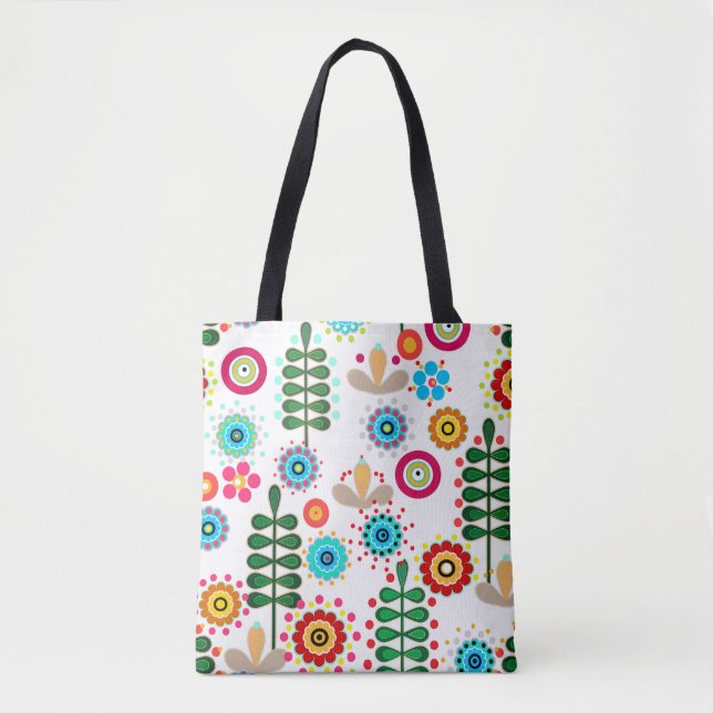 Retro, flower pattern tote bag (Front)