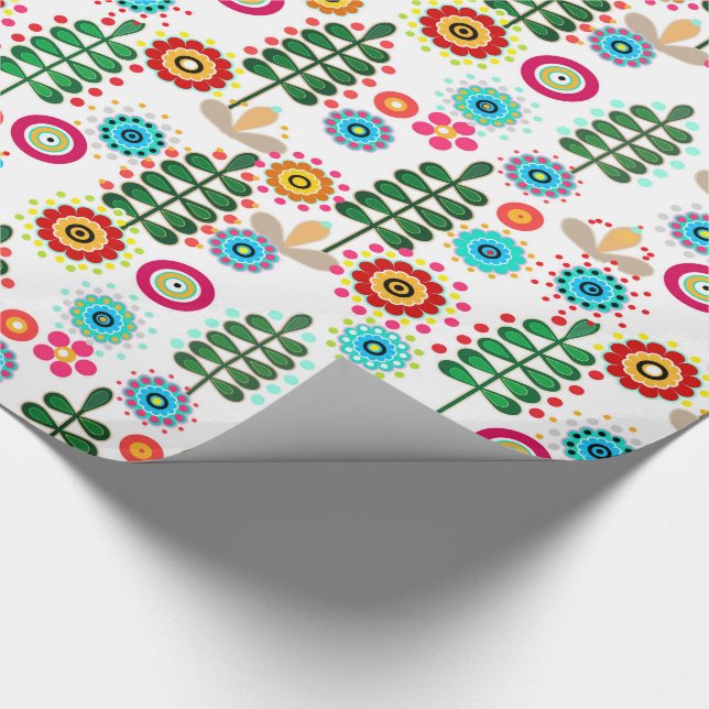 Retro, flower pattern wrapping paper (Corner)