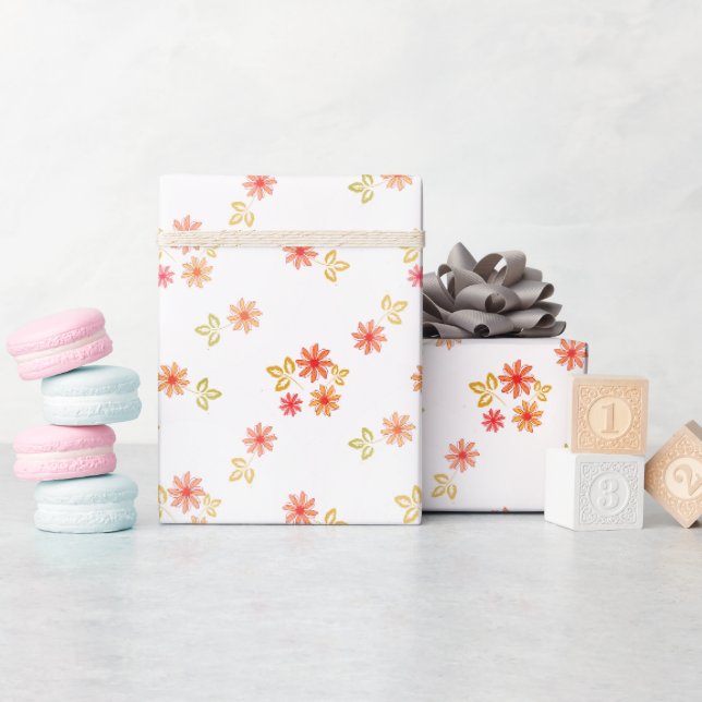 Retro flower pattern . wrapping paper (Baby Shower)