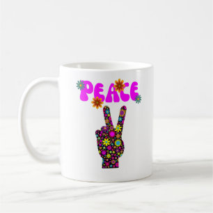 Retro Flower Peace Sign Coffee Mug