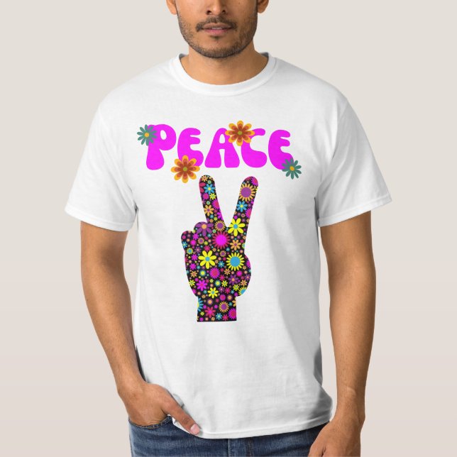 Retro Flower Peace Sign T-Shirt (Front)