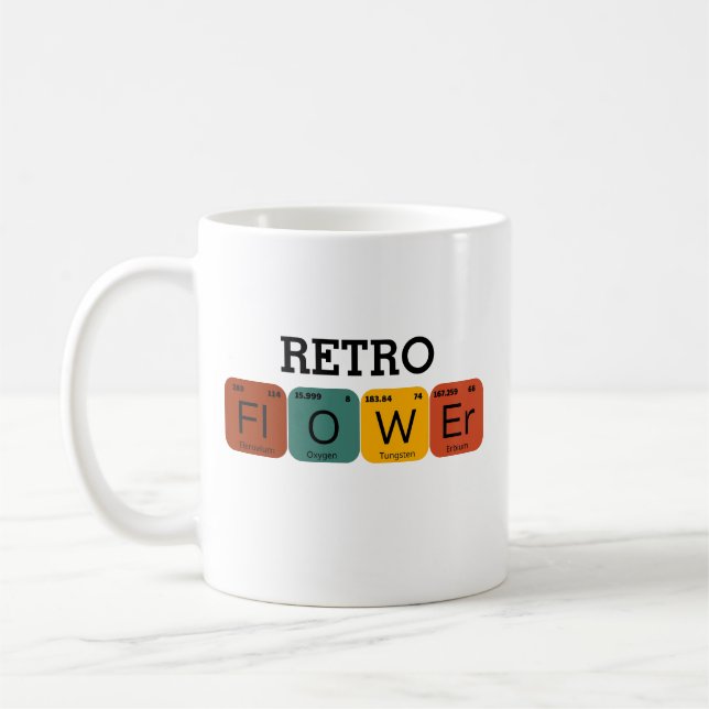 Retro Flower Periodic Table Coffee Mug (Left)