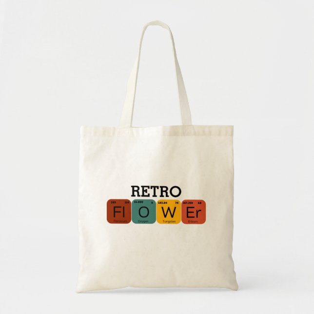Retro Flower Periodic Table Tote Bag (Front)