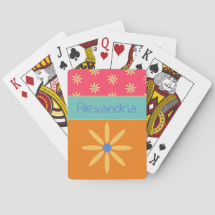 Retro Flower Personalised Name Playing Cards