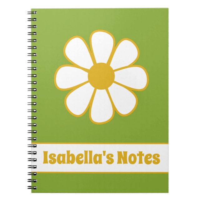 Retro Flower Personalised Notebook (Front)