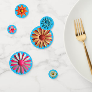 Retro Flower Pins - Sky Blue Spring Summer Garden Confetti