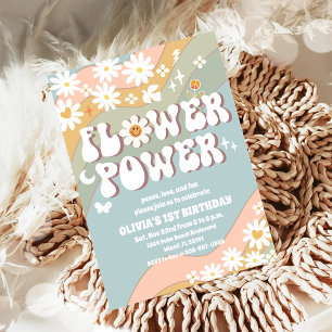 Retro Flower Power Birthday Invitation