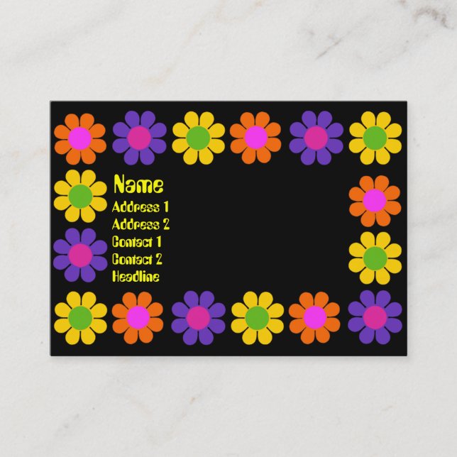 Retro Flower Power Business Card (Front)