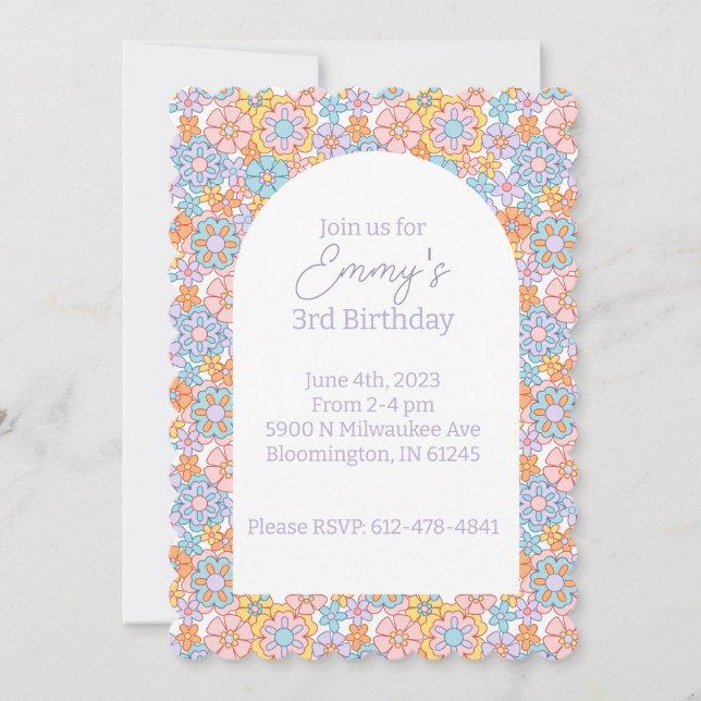 Retro Flower Power Groovy Invitation (Front)