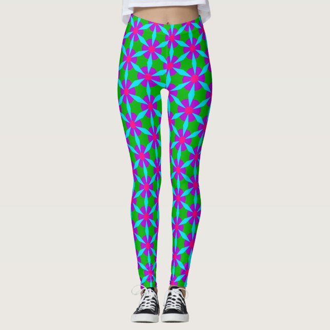 Retro Flower Power Leggings (Front)