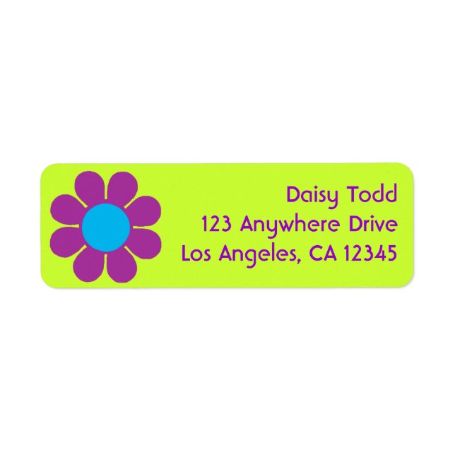 Retro Flower Power Return Address Label (Front)