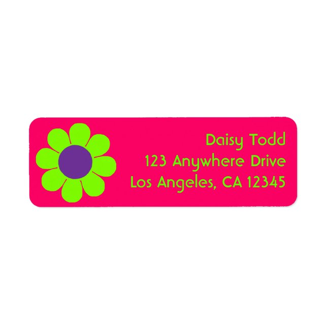 Retro Flower Power Return Address Label (Front)