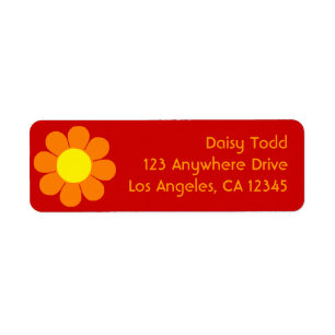 Retro Flower Power Return Address Label