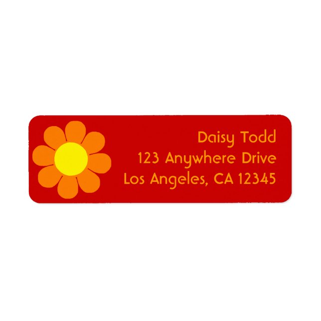 Retro Flower Power Return Address Label (Front)