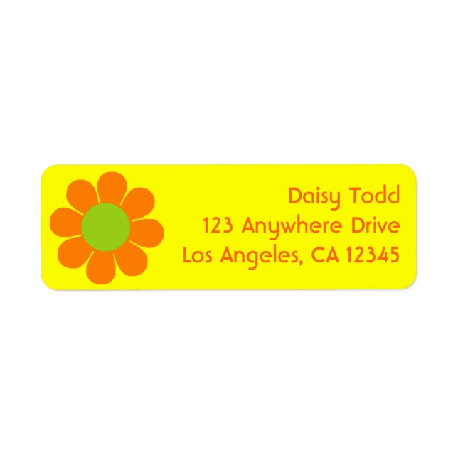 Retro Flower Power Return Address Label (Front)