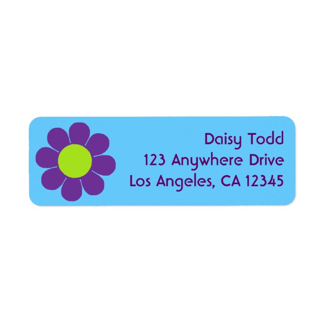 Retro Flower Power Return Address Label (Front)
